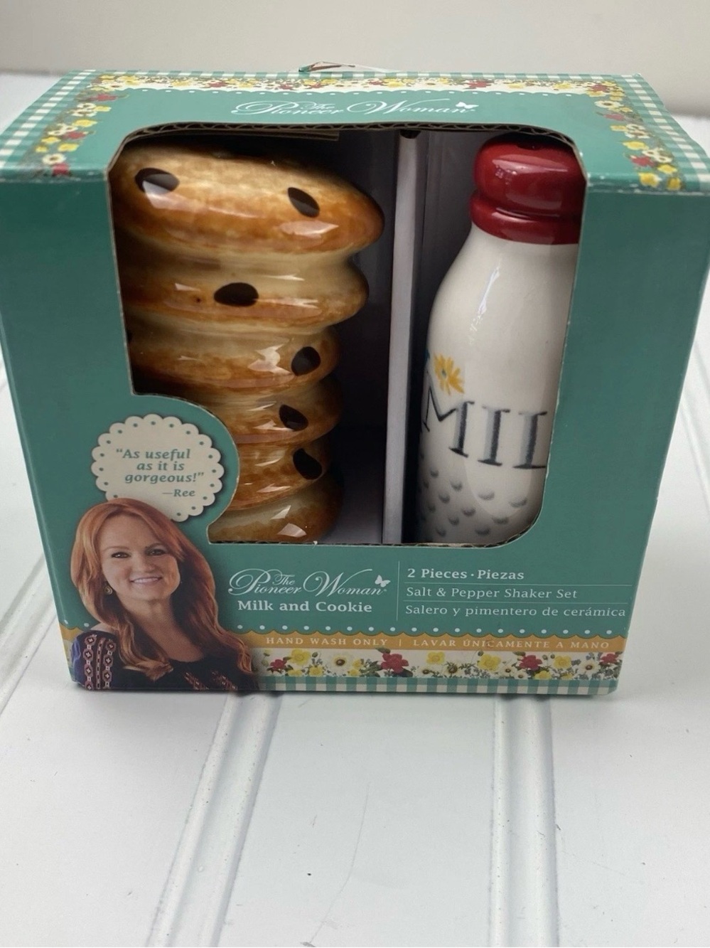 Milk & Cookie Ceramic Salt and Pepper Shaker Set - White and Brown